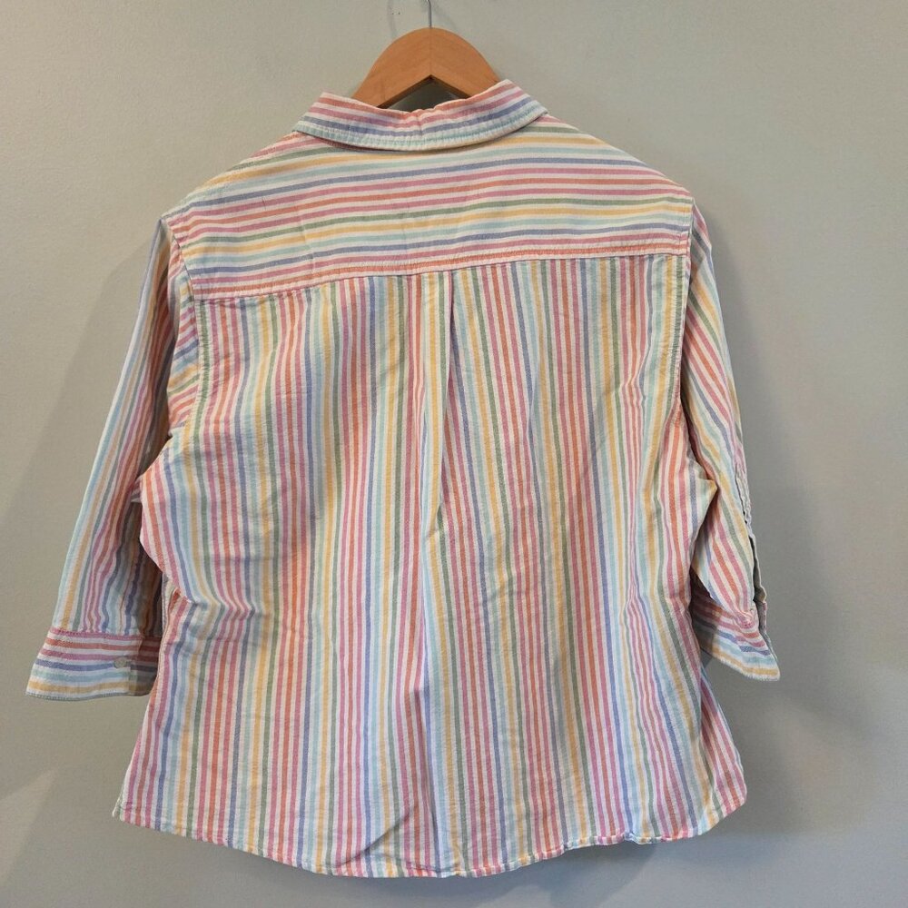 Womens Vintage 90s Ms. Lee Pastel Striped Button Down - Picture 2 of 7